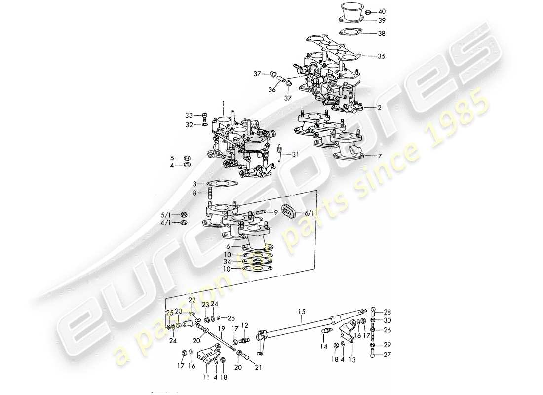 porsche 1966 (911/912) carburador - sistema - - weber - - m 090 7001 >> diagrama de piezas