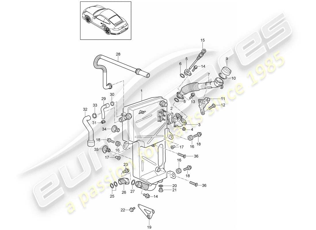 porsche 2011 (997-2 turbo / gt2 rs) lubricación del motor diagrama de piezas