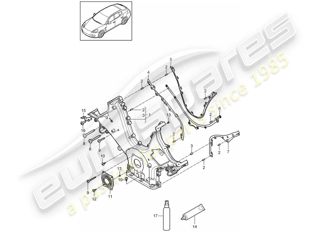porsche 2015 (panamera 970) tapa para cadena de distribución diagrama de piezas