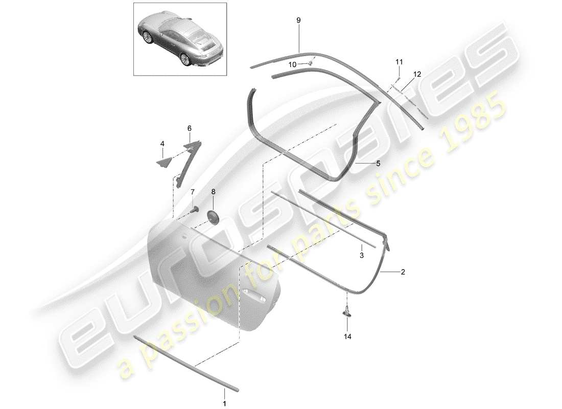 porsche 2017 (991-2) junta de la puerta diagrama de piezas