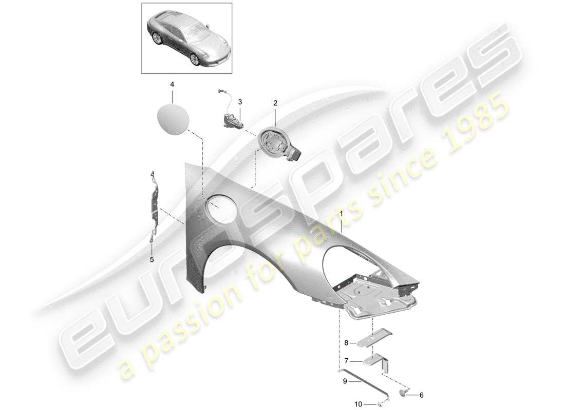 porsche 2017 (991-2) diagrama de piezas del guardabarros