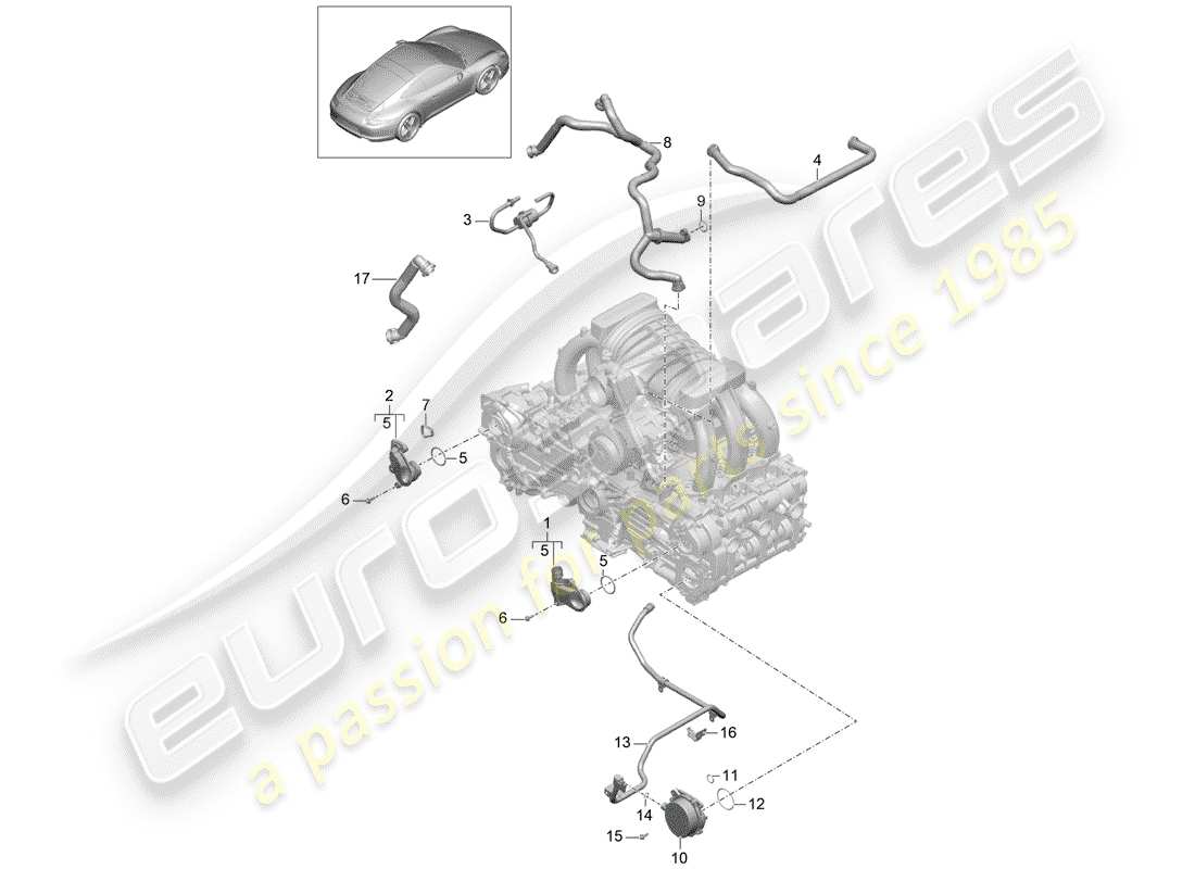 porsche 2015 (991-1) crankcase diagrama de piezas
