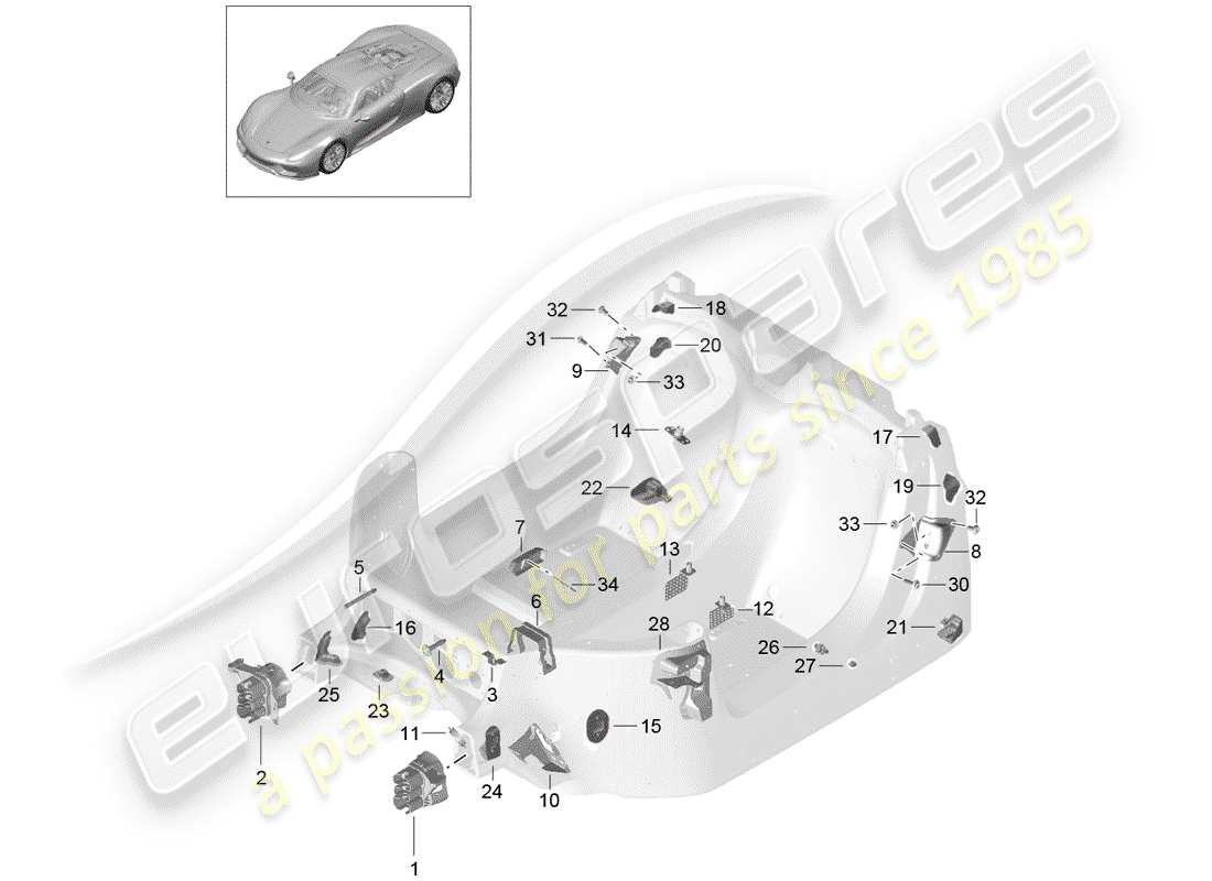 porsche 2015 (918 spyder) concepto de reparación especial diagrama de piezas