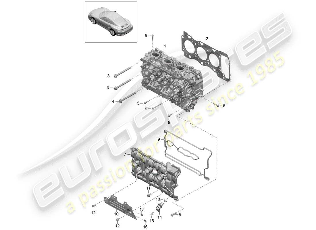 porsche 2017 (991-2 turbo) cabeza de cilindro diagrama de piezas