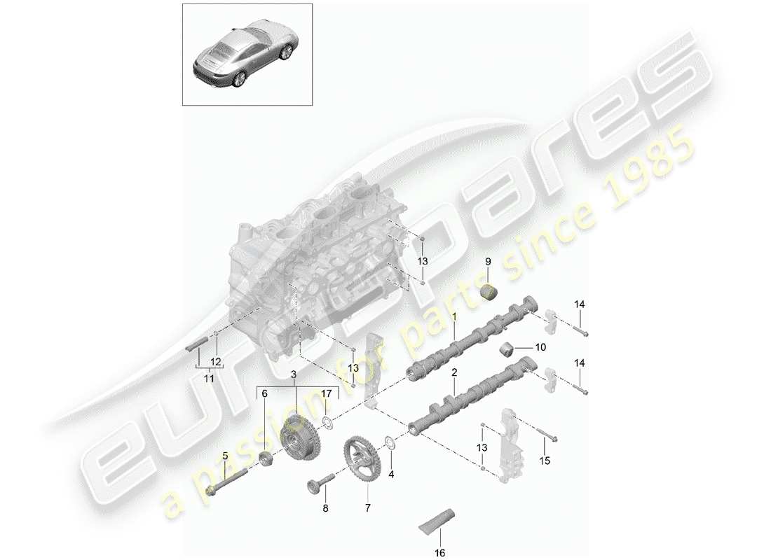 porsche 2014 (991-1) diagrama de piezas del árbol de levas