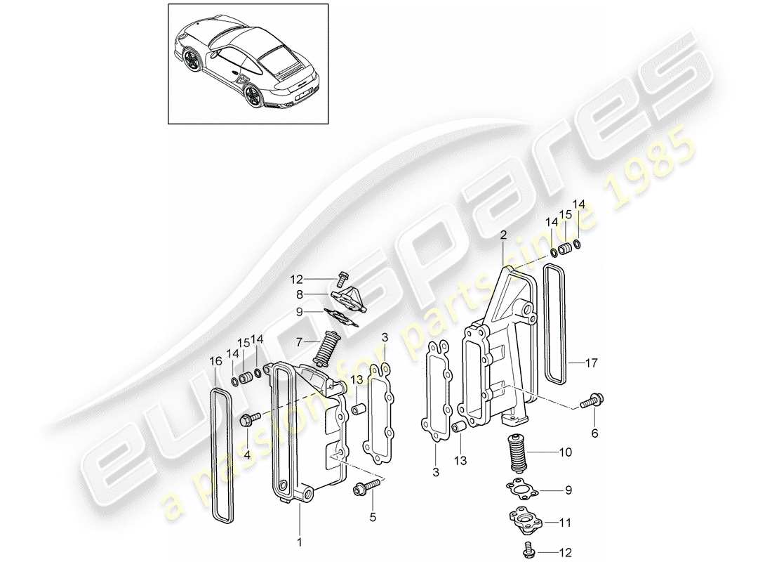 porsche 2011 (997-2 turbo / gt2 rs) caja de cadena diagrama de piezas