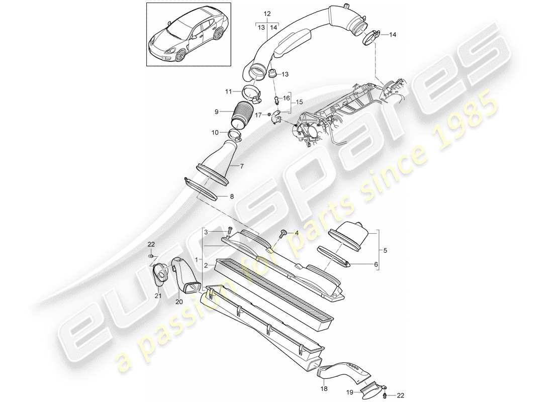 porsche 2012 (panamera 970) sistema de limpieza de aire diagrama de piezas