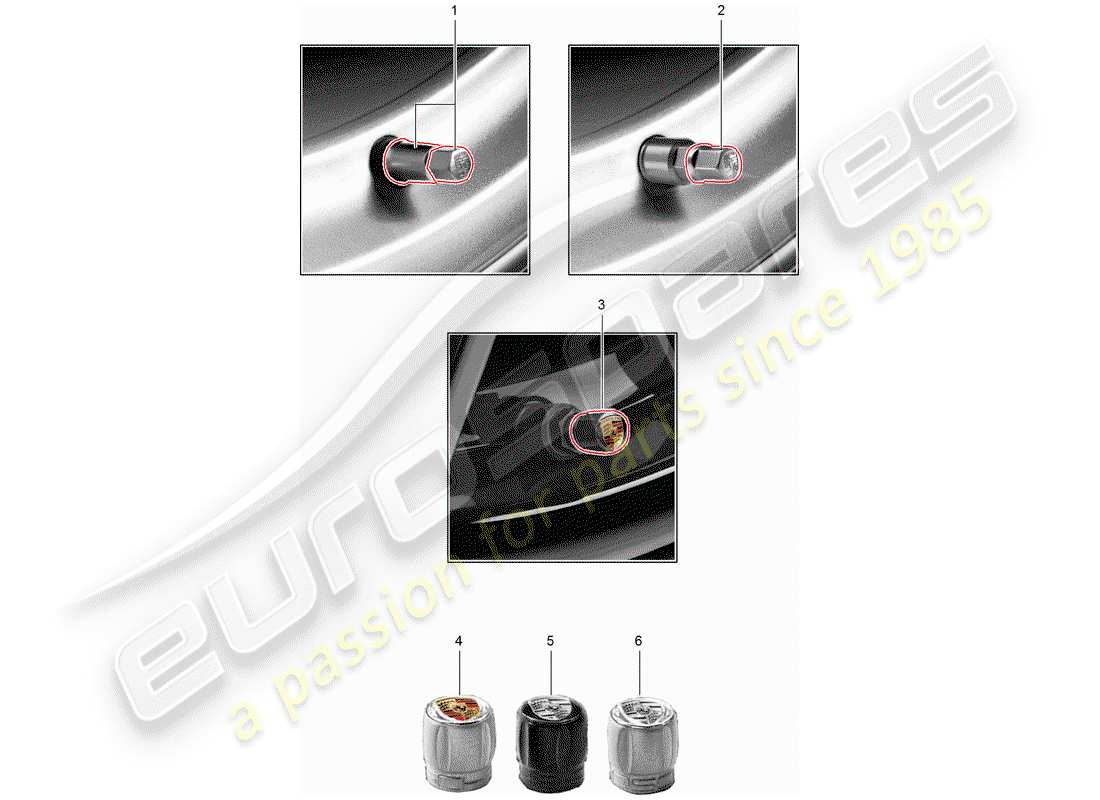 porsche 2019 (tequipment cayenne) tapa de válvula para diagrama de piezas