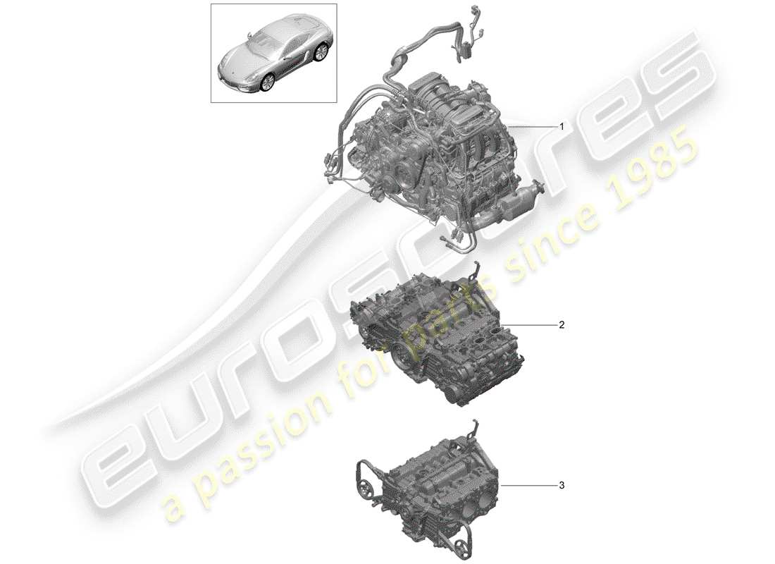 porsche 2016 (981 cayman) motor de repuesto diagrama de piezas