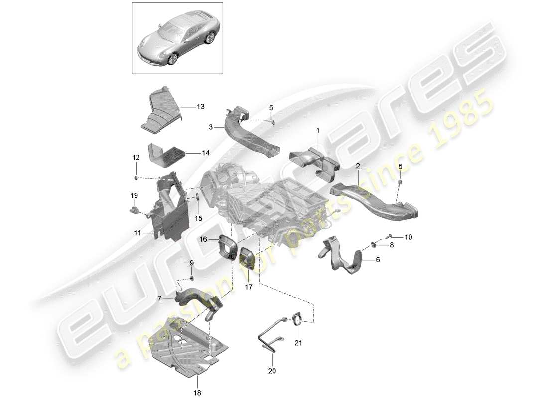 porsche 2017 (991-2) ducto de aire diagrama de piezas