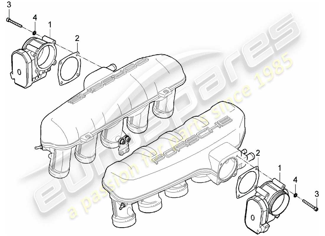 porsche 2005 (carrera gt) cuerpo del acelerador diagrama de piezas