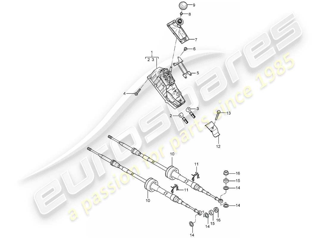 porsche 2005 (carrera gt) control de transmisión - caja de cambios manual diagrama de piezas