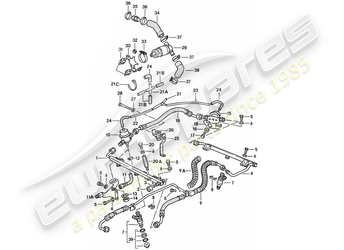 porsche 1989 (911) para-l-jetronic ii diagrama de piezas