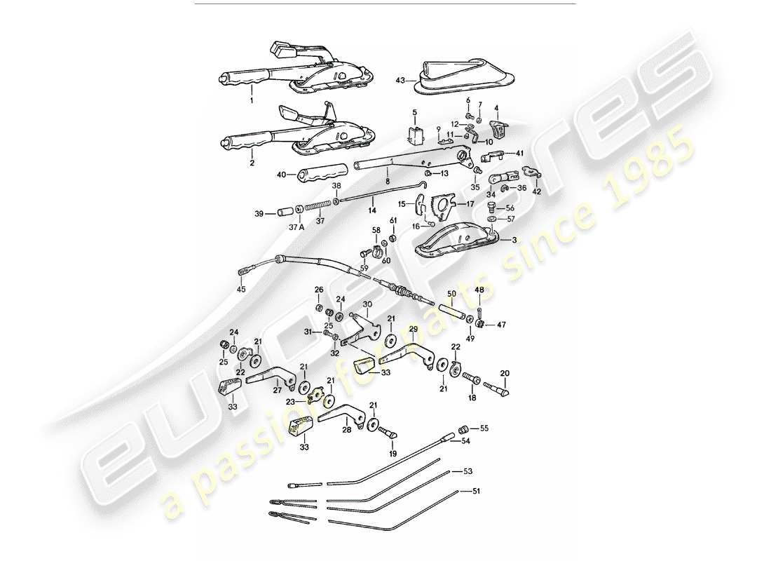 porsche 1979 (911) palanca de freno de mano - palanca de operación - para - calentador diagrama de piezas