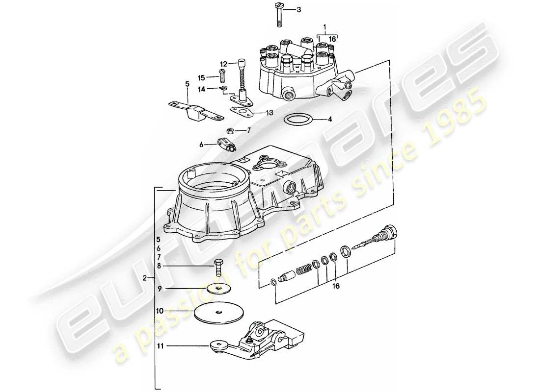 porsche 1979 (911) unidad de control de mezcla diagrama de piezas