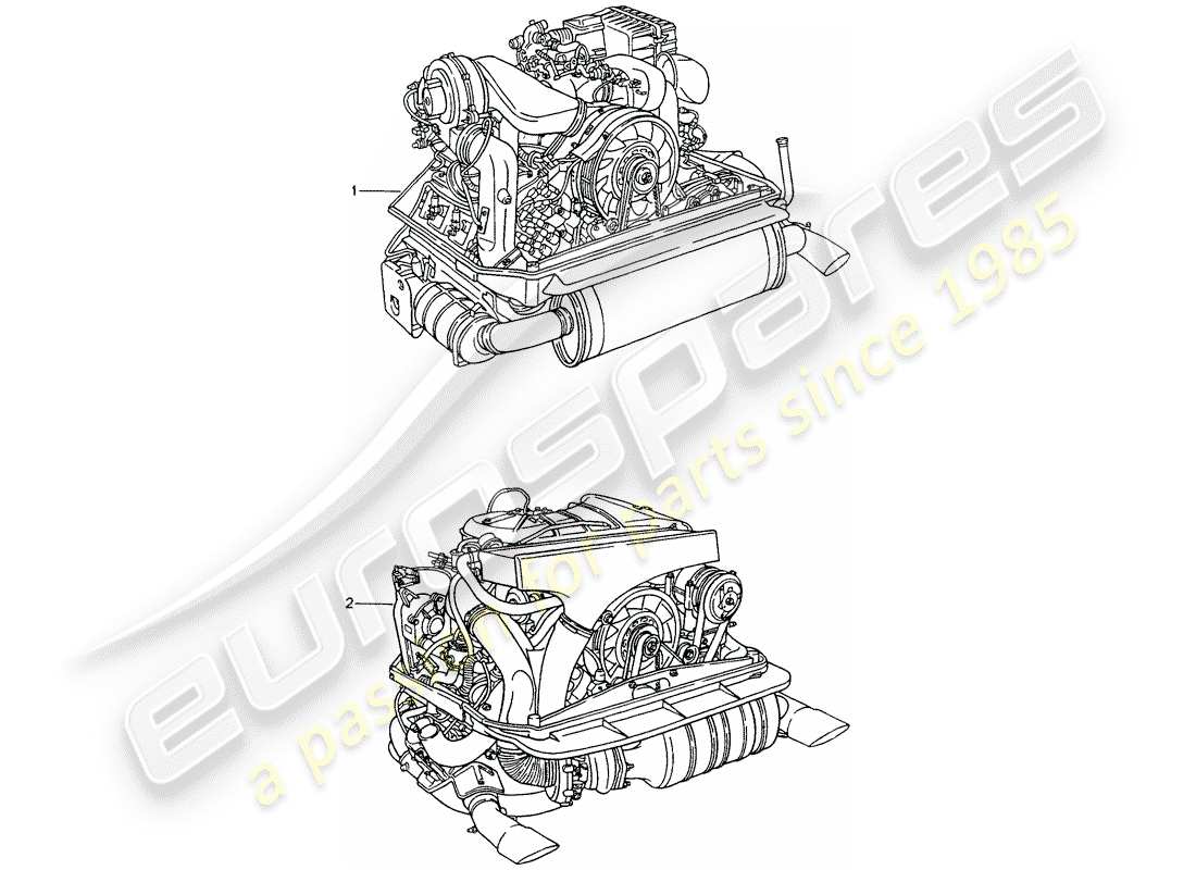 porsche 1994 (964) motor de repuesto - listo para instalación diagrama de piezas