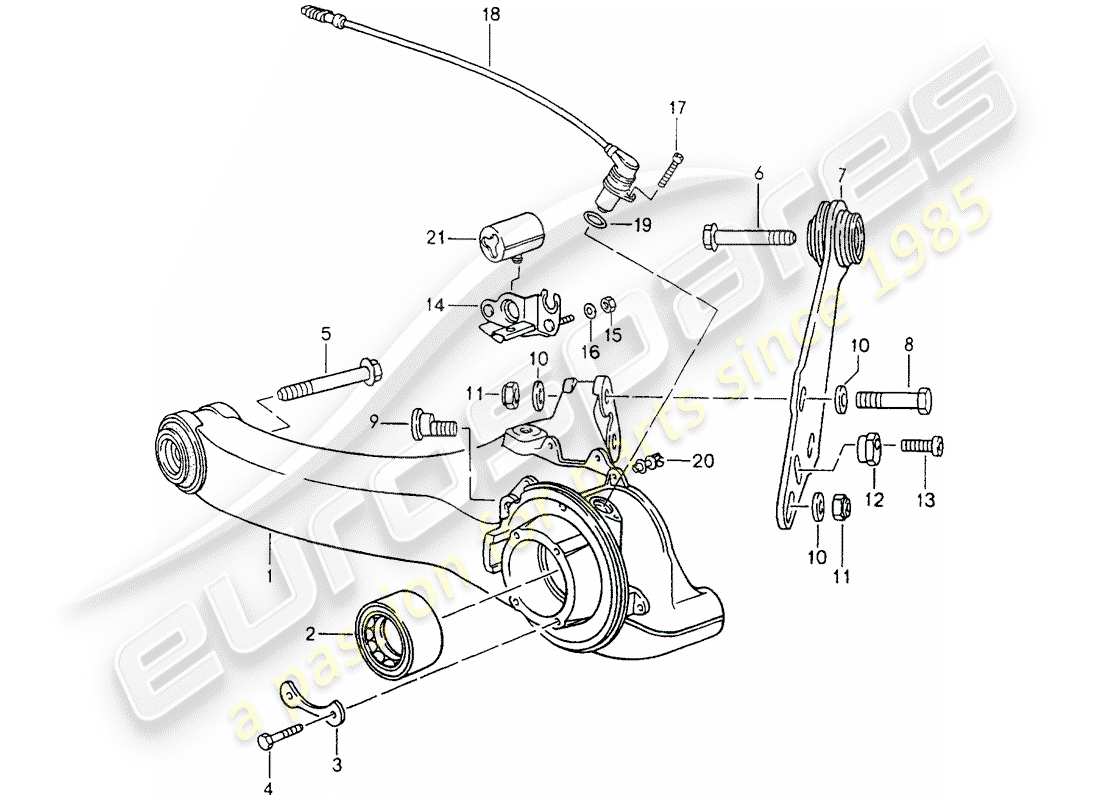 porsche 1990 (964) eje posterior diagrama de piezas