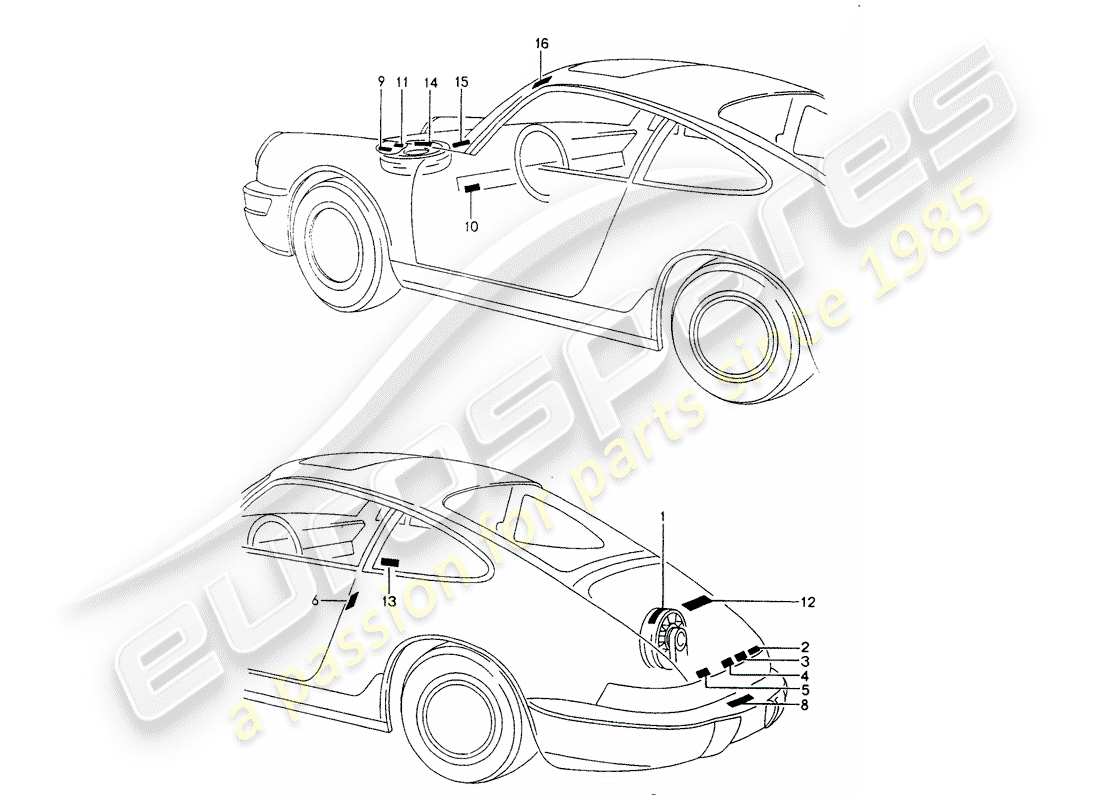 porsche 1990 (964) señales/avisos diagrama de piezas