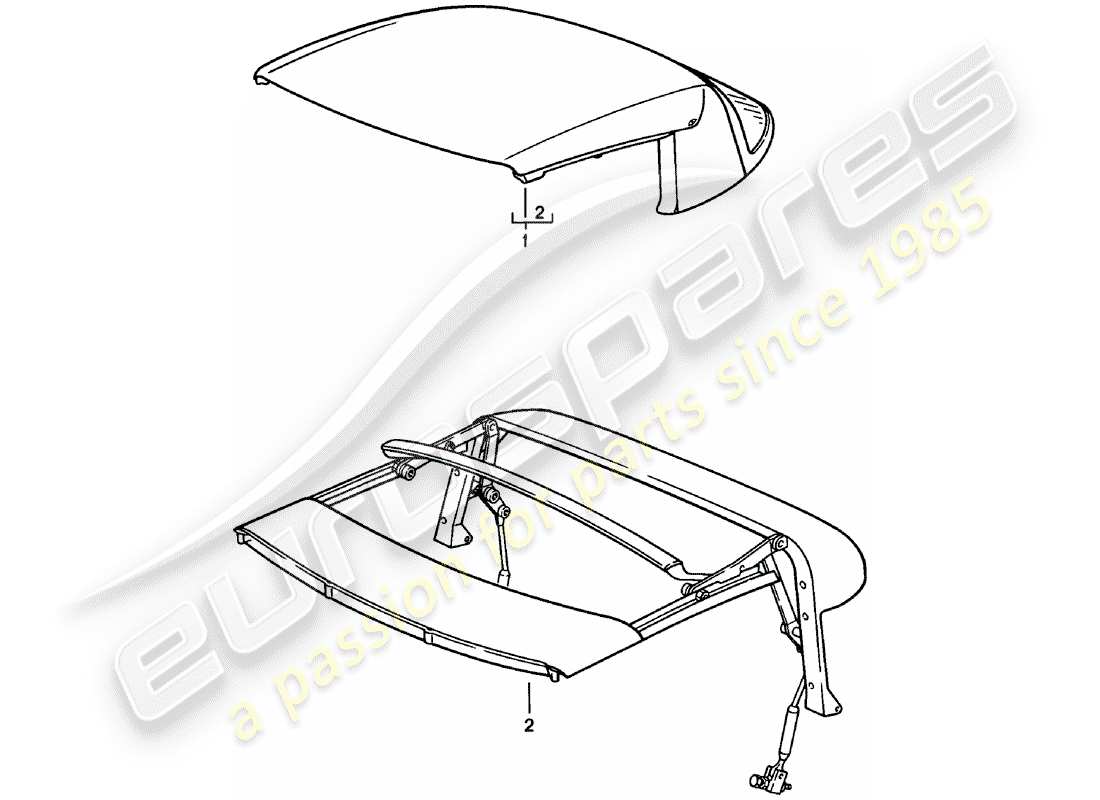 porsche 1983 (911) top convertible - marco superior - manualmente diagrama de piezas