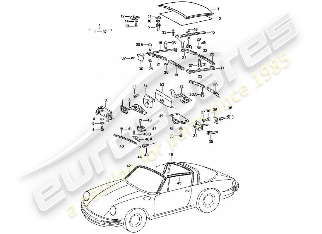 porsche 1979 (911) capota diagrama de piezas
