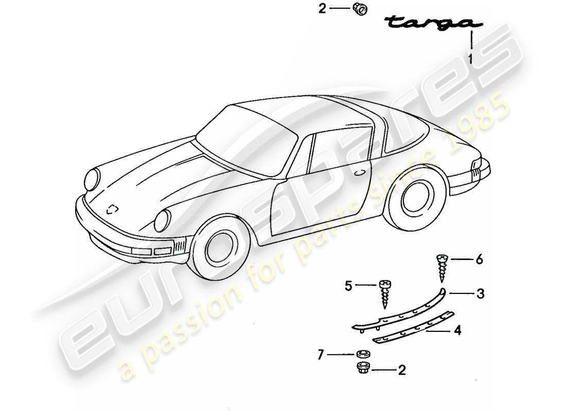 porsche 1989 (911) accesorios decorativos diagrama de piezas