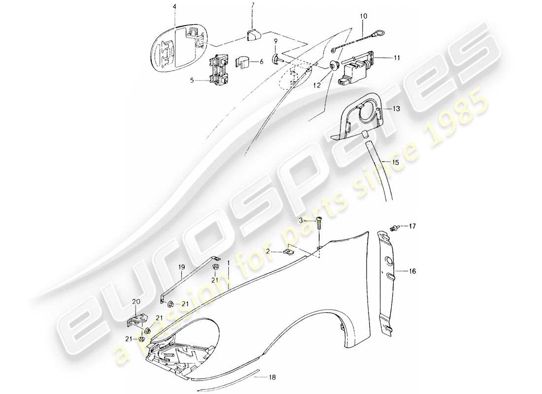 porsche 2002 (986 boxster) defensa diagrama de piezas