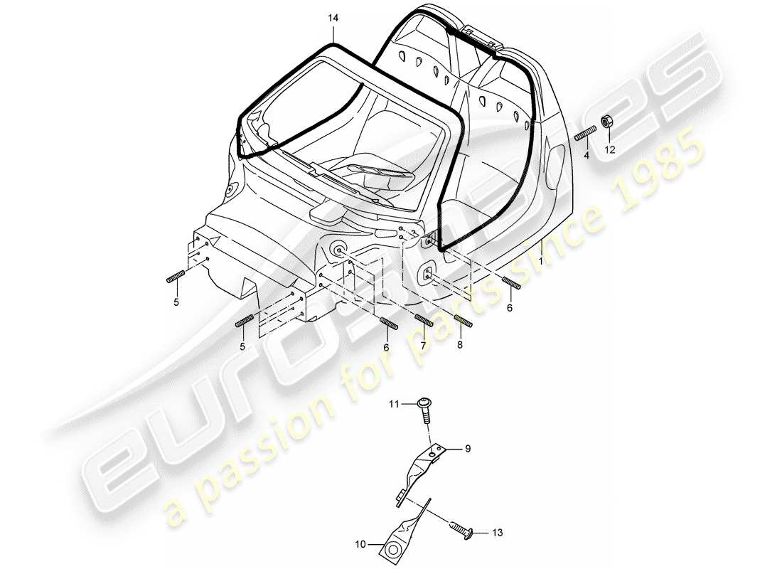 porsche 2005 (carrera gt) monocasco diagrama de piezas