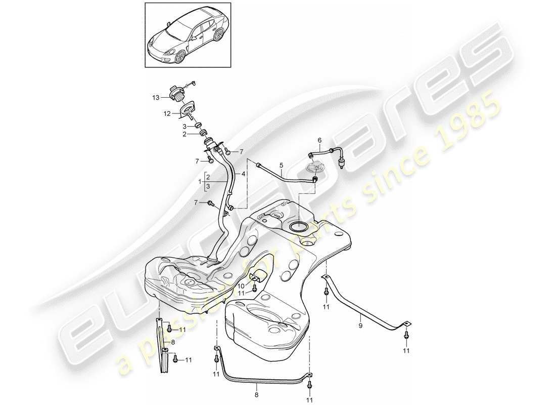 porsche 2012 (panamera 970) fuel tank with diagrama de piezas