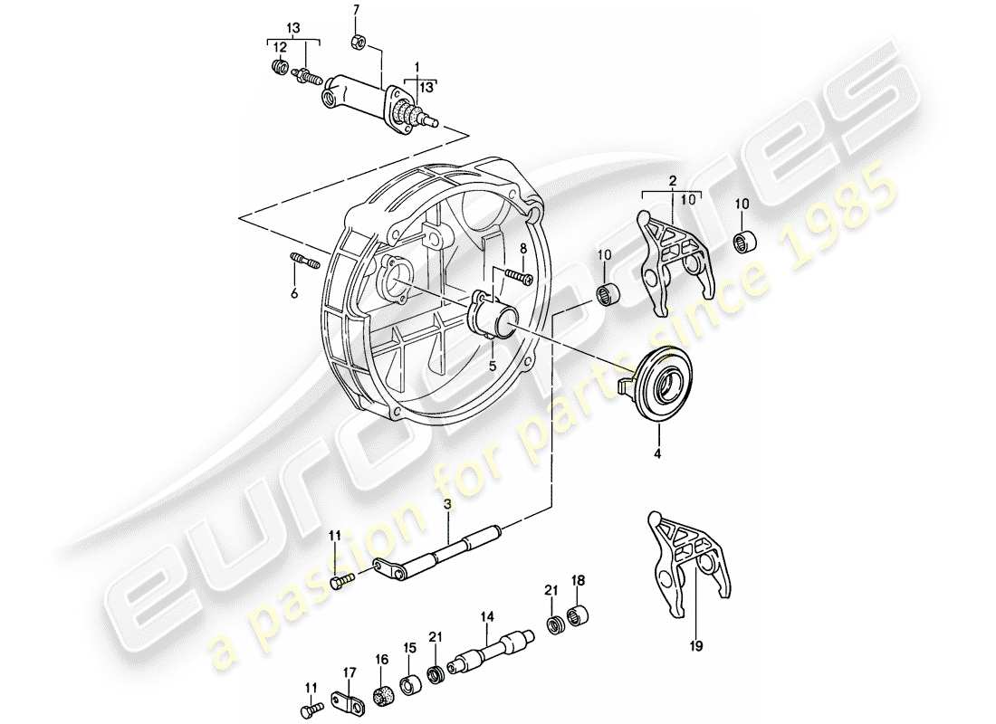 porsche 1989 (911) liberación del embrague - hidráulico diagrama de piezas