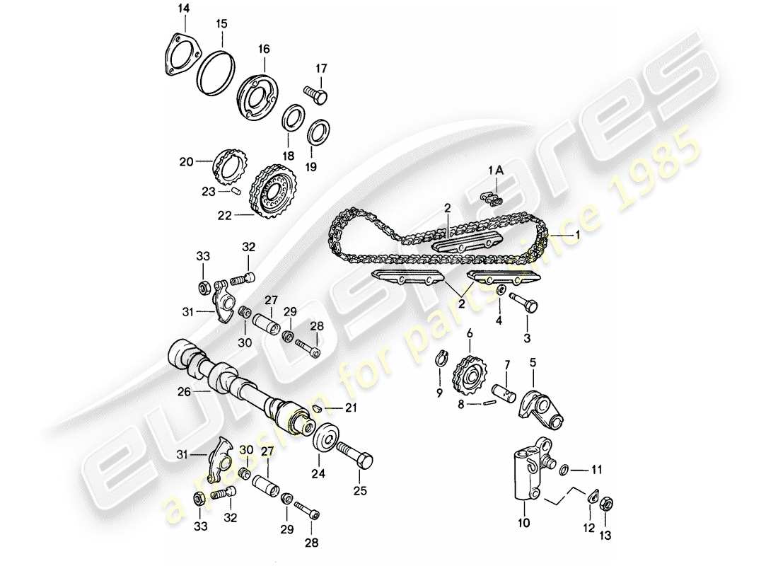 porsche 1985 (911) control de válvula diagrama de piezas