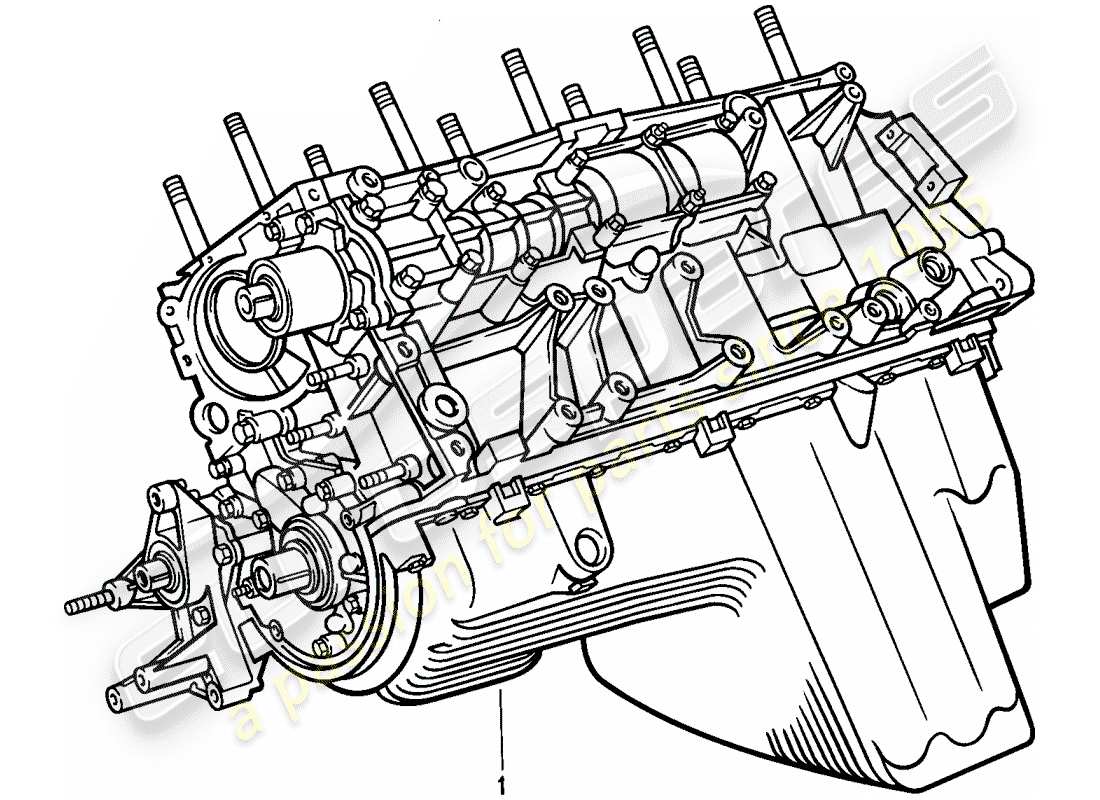 porsche 1986 (924s) motor corto - cárter diagrama de piezas