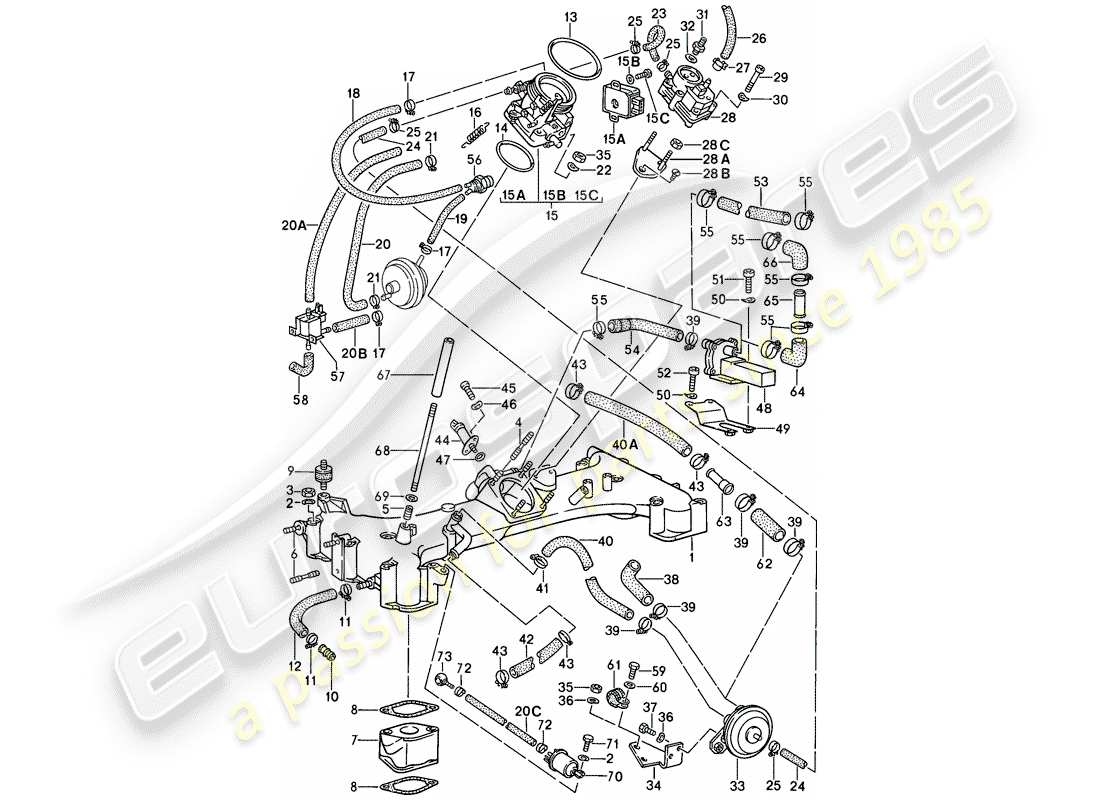 porsche 1988 (911) para - k-jetronic i diagrama de piezas