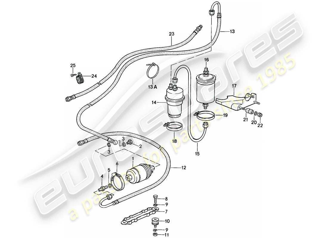 porsche 1985 (911) fuel system diagrama de piezas