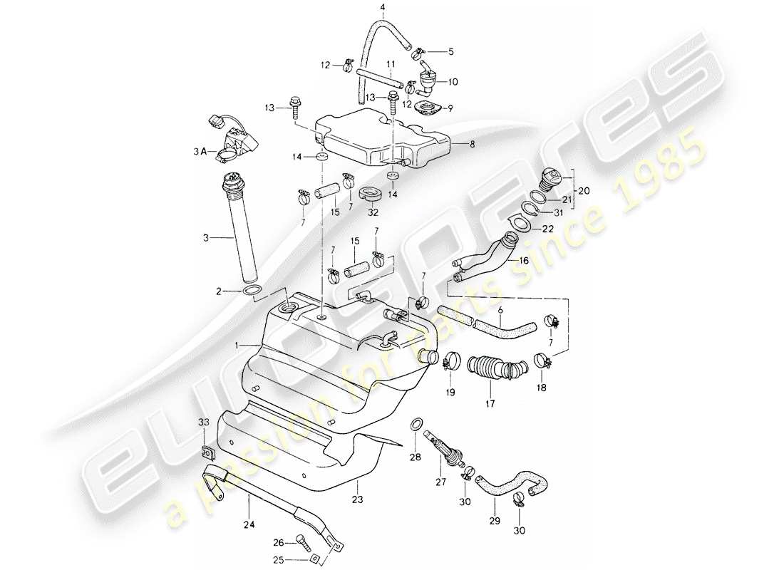 porsche 1990 (964) depósito de combustible diagrama de piezas