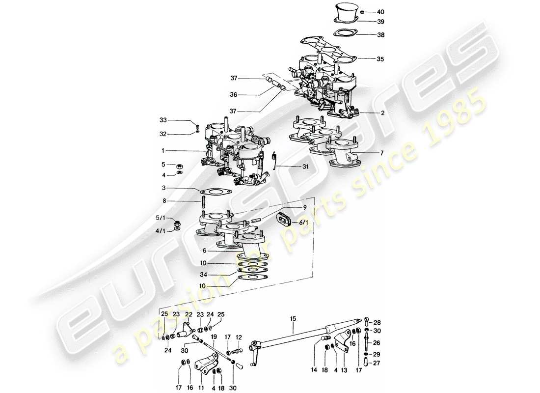 porsche 1971 (914) carburador diagrama de piezas