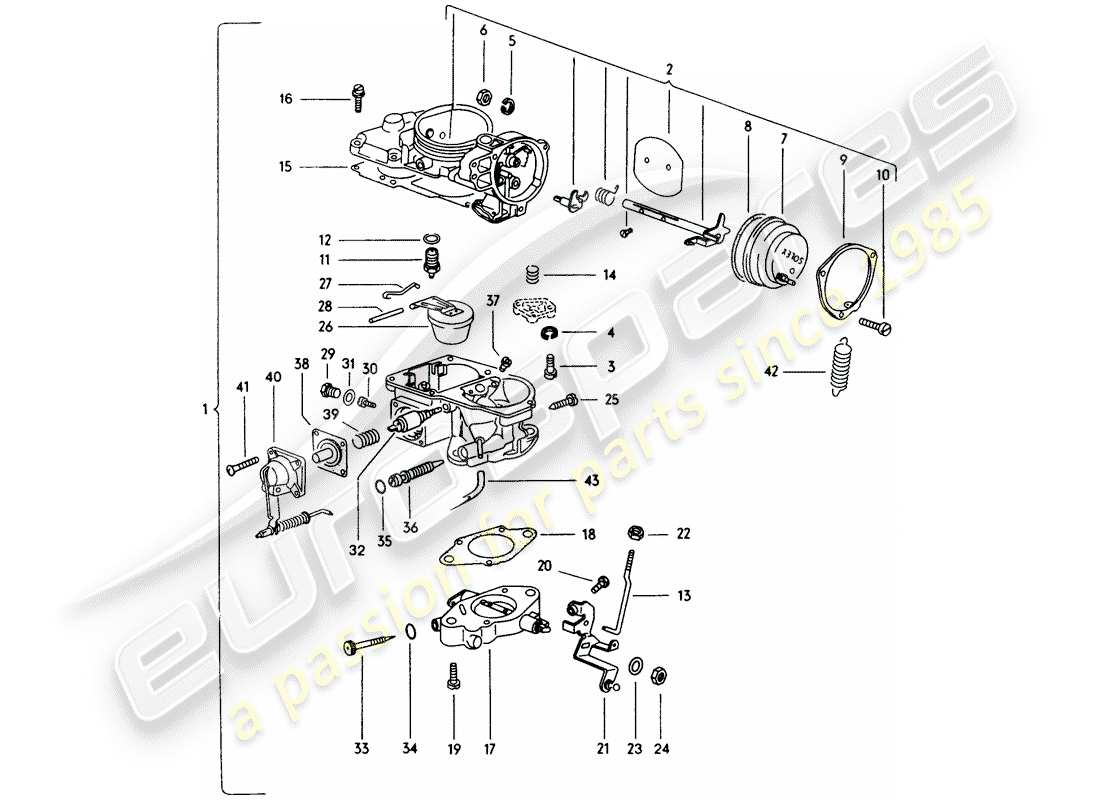 porsche 1971 (914) carburador diagrama de piezas