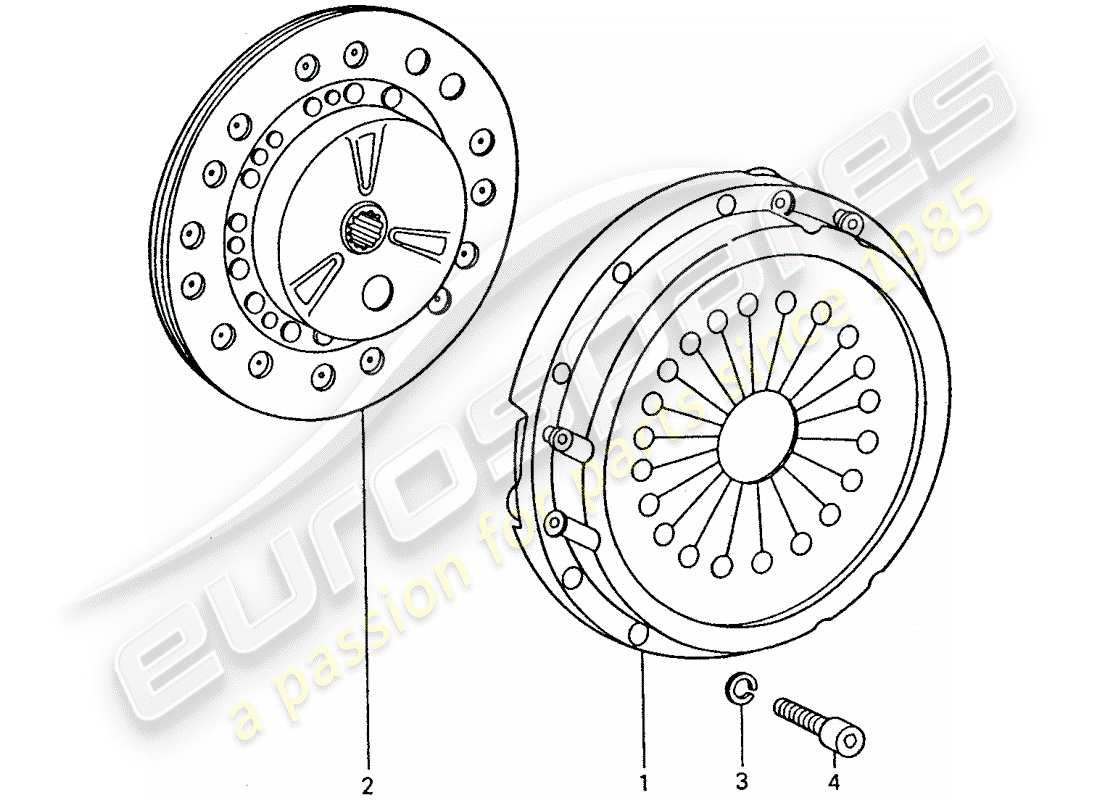 porsche 1975 (911 turbo) embrague diagrama de piezas