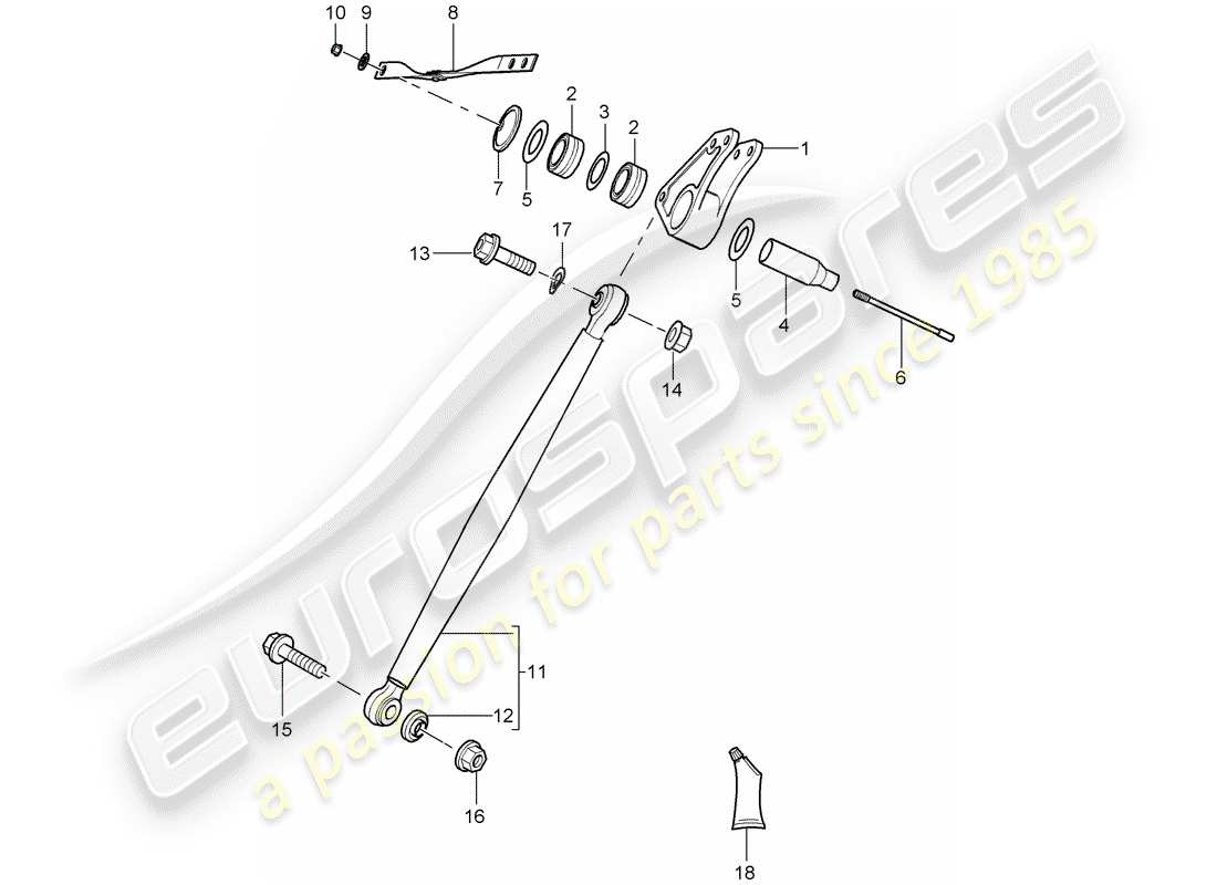 porsche 2004 (carrera gt) balancín - varilla de empuje diagrama de piezas