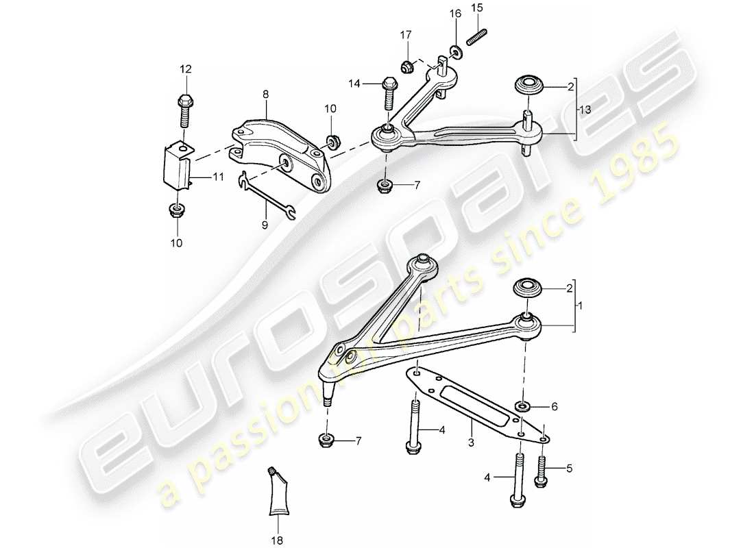 porsche 2004 (carrera gt) brazo control de oruga - palanca de giro diagrama de piezas