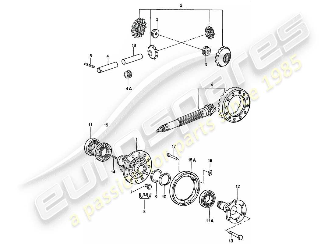 porsche 1989 (911) diferencial diagrama de piezas