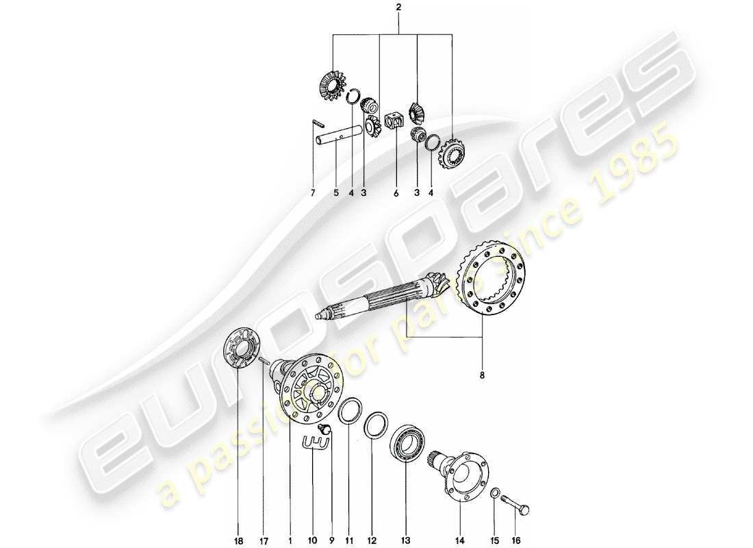 porsche 1983 (911) diferencial - spm diagrama de piezas