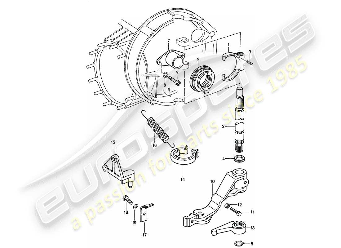 porsche 1988 (911) liberación del embrague - mecánico diagrama de piezas