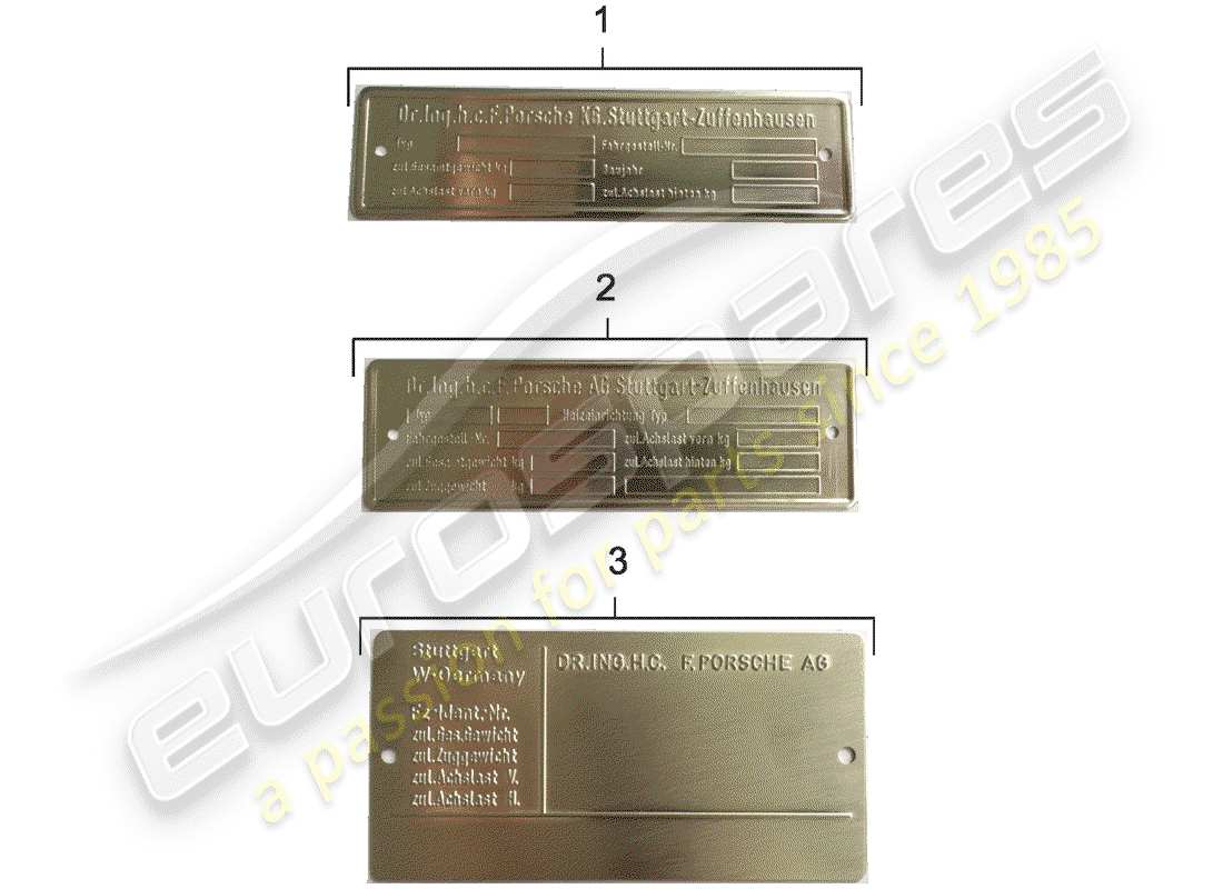 porsche 1981 (911) placa de identificación diagrama de piezas