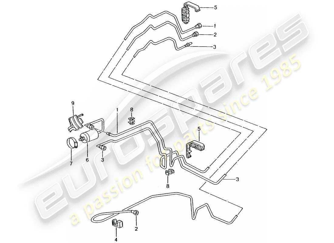 porsche 2005 (996 turbo / gt2) diagrama de piezas del sistema de combustible