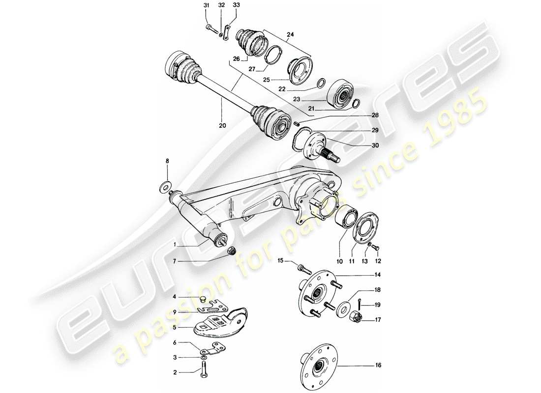 porsche 1971 (914) eje posterior diagrama de piezas