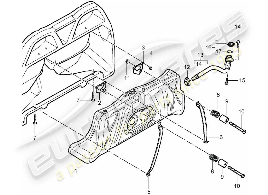 porsche carrera gt (2005) tanque de combustible - con: - accesorios diagrama de piezas