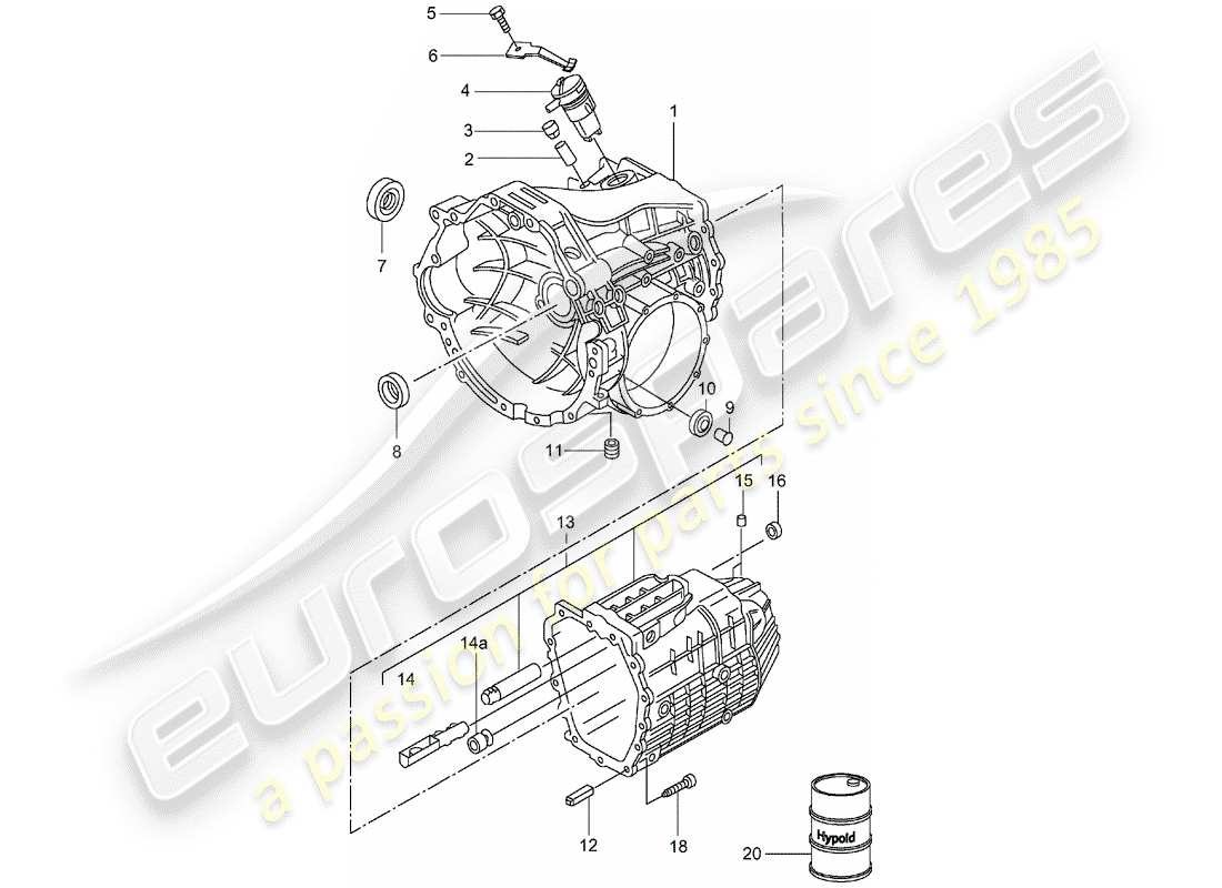 porsche 2003 (986 boxster) caja de cambios - transmisión manual de velocidad 5 - - - diagrama de piezas de la caja de transmisión