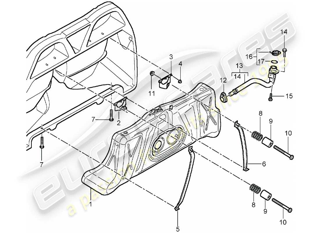 porsche 2004 (carrera gt) tanque de combustible - con: - accesorios diagrama de partes