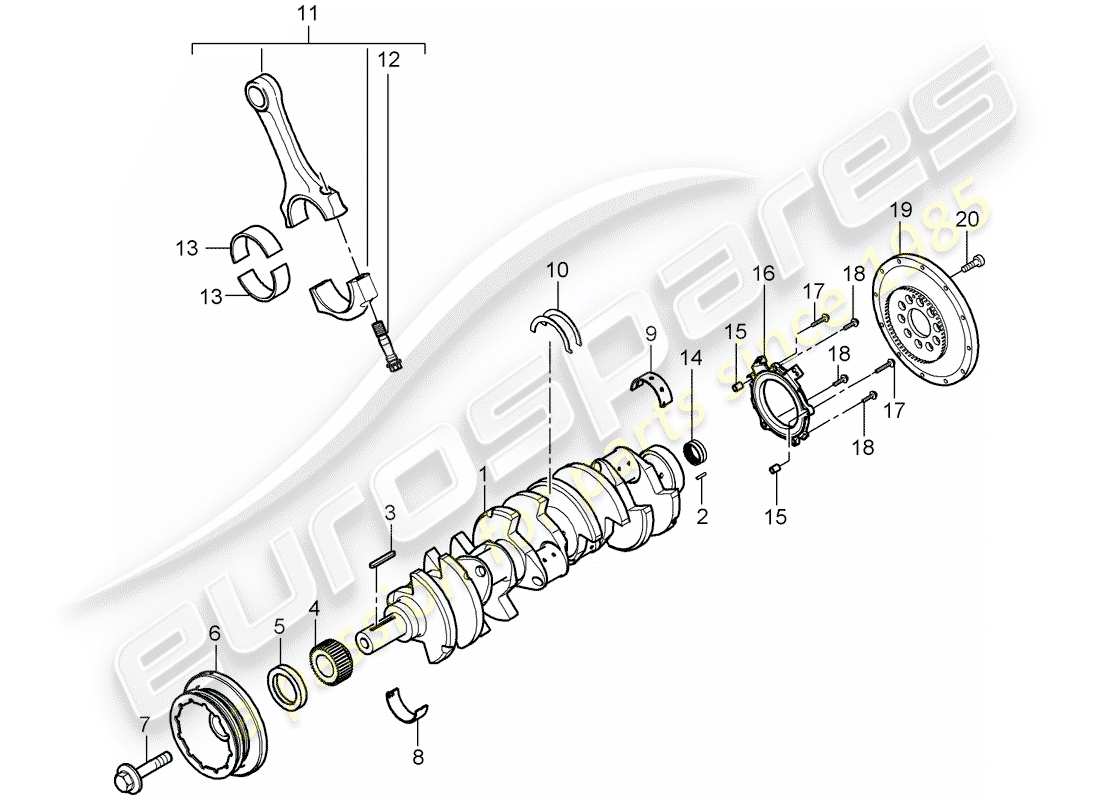 porsche 2004 (carrera gt) cigüeñal - biela diagrama de piezas