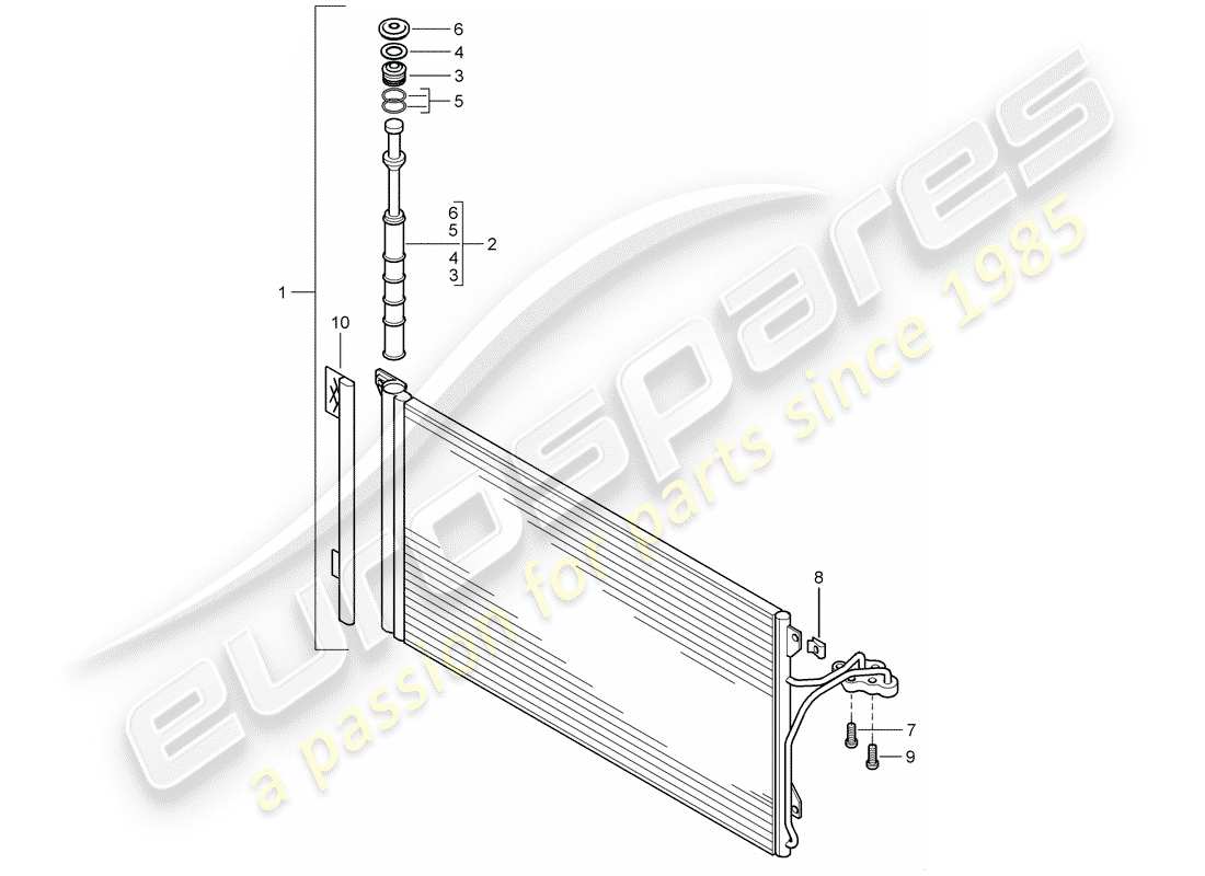 porsche 2005 (cayenne e1 9pa) diagrama de piezas del condensador